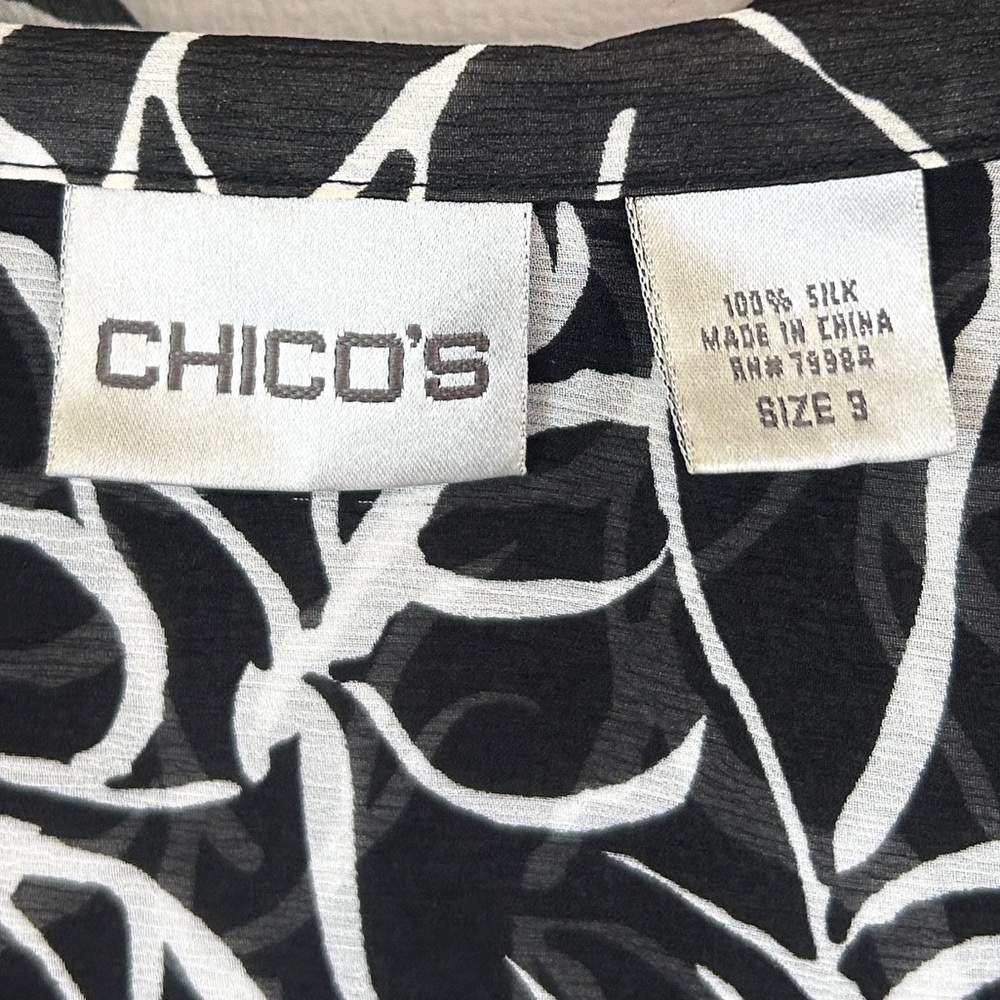 Y2K CHICO’S Sheer Silk Button Down Tunic Top Art Wear Minimalist Boho Size XL - Picture 2 of 15